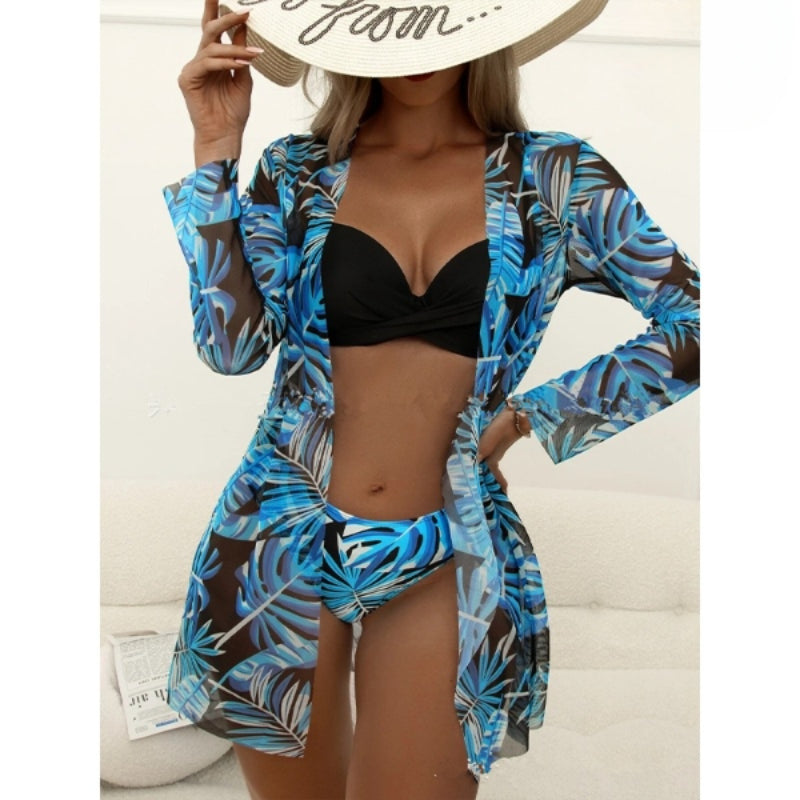 Three Piece Printed Cover Bikini For Women