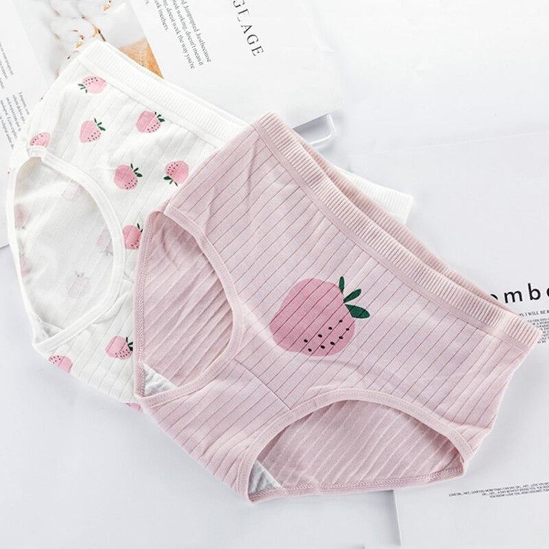 Low Rise Cotton Striped Strawberry Underpants