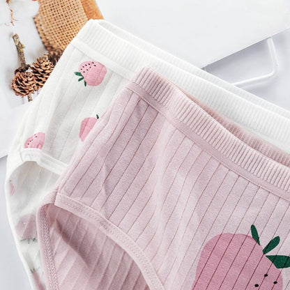 Low Rise Cotton Striped Strawberry Underpants