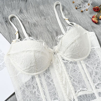 Embroidered Lace Gathered Lingerie For Women