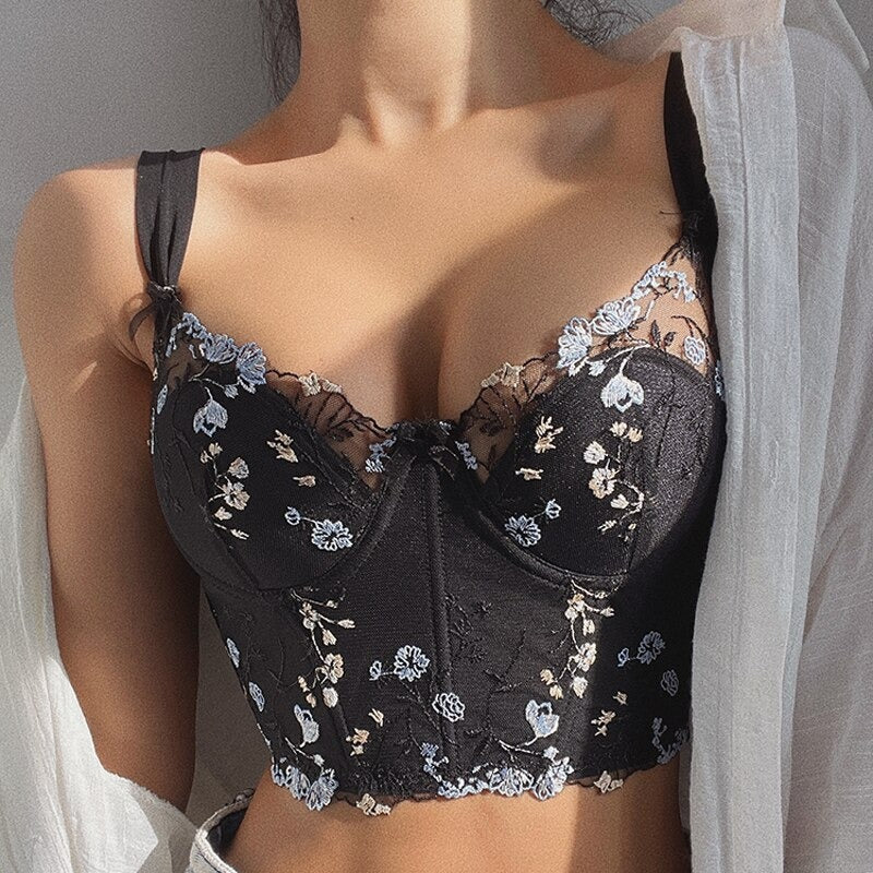 French Embroidery Lace Push Up Lingerie Sets