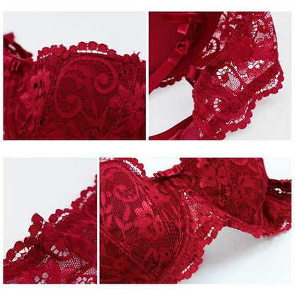 Hollow Adjustable Straps Push-up Bra And Panty Sets