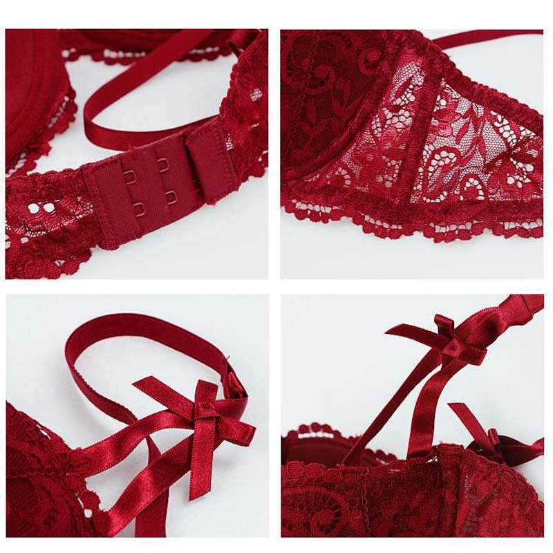 Hollow Adjustable Straps Push-up Bra And Panty Sets