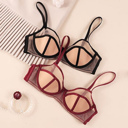 French Stitching Push-Up Bra And Panties Set