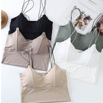 Ice Silk Seamless Padded Push-Up Sling Vest