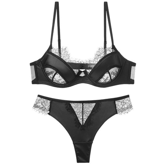 Eyelash Lace French Embroidery Bralette And Panty Set