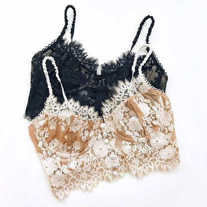 Ultra Thin Lace Flower Embroidery Bralette