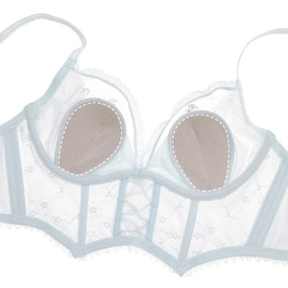 French Lace Embroidery Transparent Lingerie Set