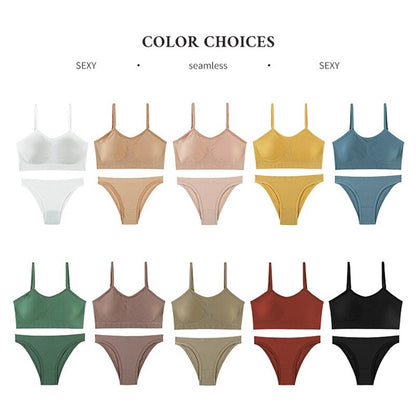 Seamless Low Waist G-String Panties And Brassiere Set