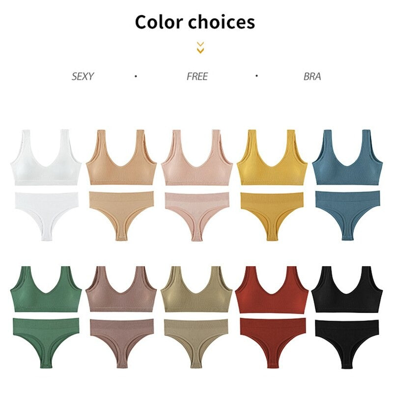 Seamless Low-waist Thong And U-Shaped Backless Bra Set