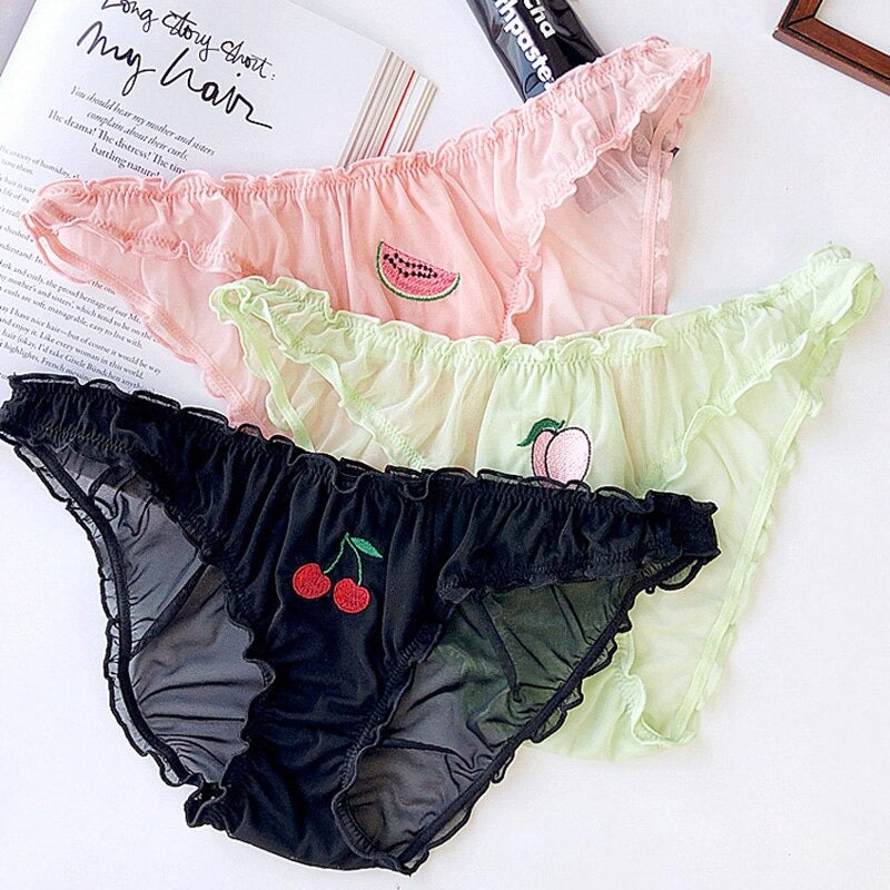 Fruit Embroidery Low-Waist Seamless Panties