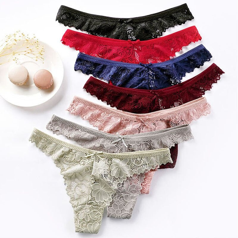 Lace Embroidery T-back Underwear