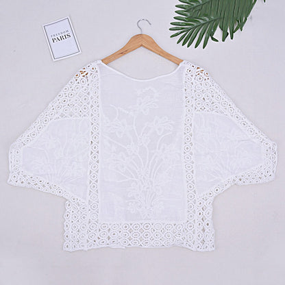 Cotton Embroidered Short Cardigan