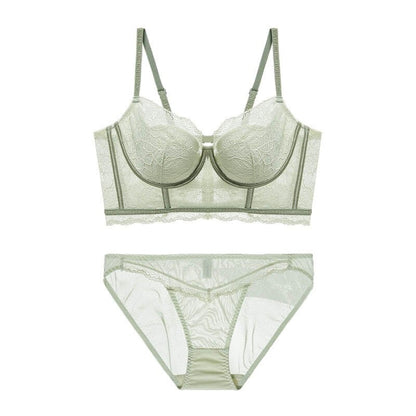 French Embroidery Lace Transparent Push Up Bra Sets