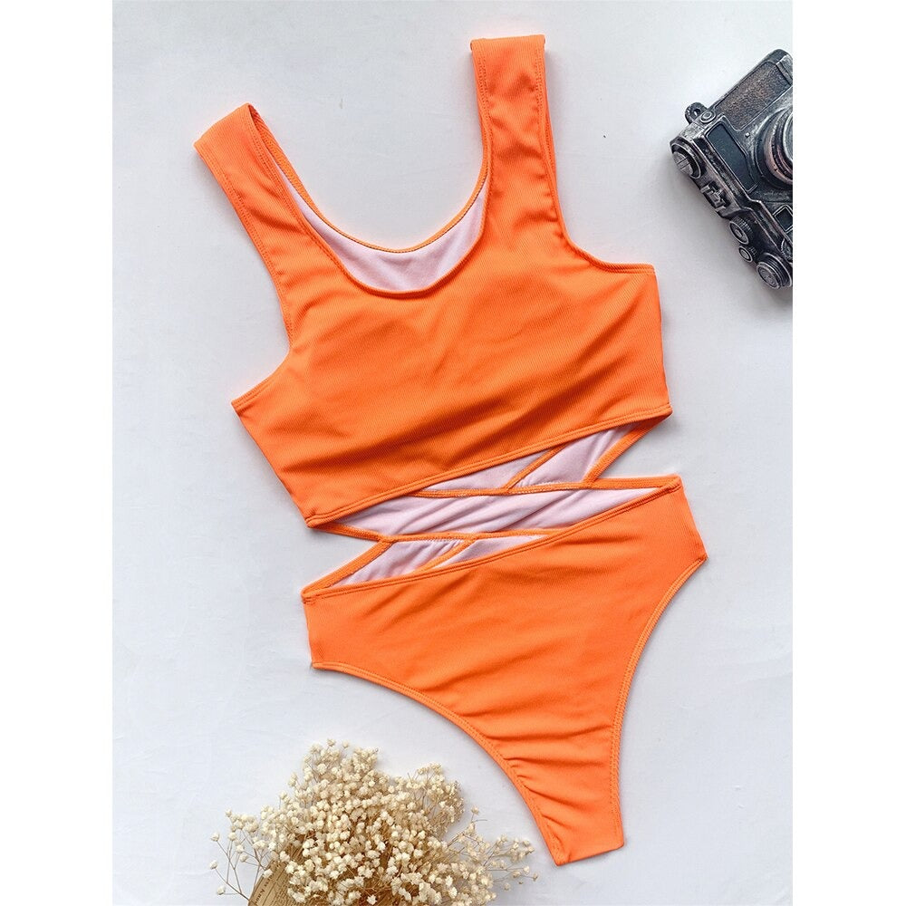 Women One Piece High Neck Swimsuit