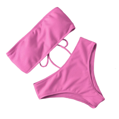 Women's High Waist Strapless Padded Bikini