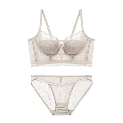 French Embroidery Lace Transparent Push Up Bra Sets