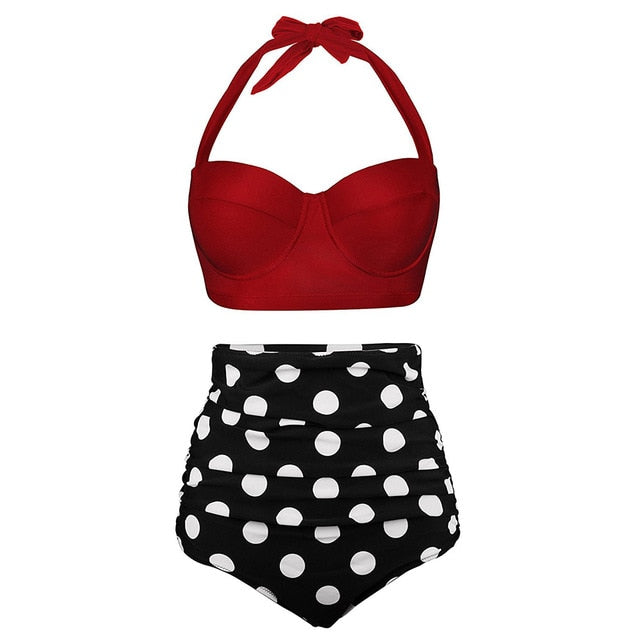 Red Women Halter Swimsuit