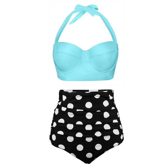 Sky Blue Halter Swimsuit