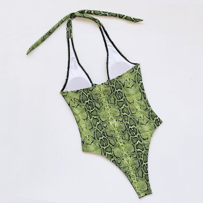 Snake Skin Print One Piece Swimwear