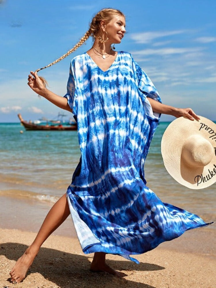 Vibrant Abstract Kaftan for Women | Printed Beach Cover Up