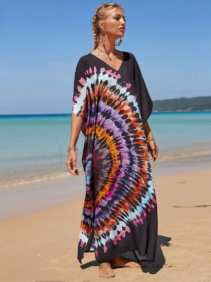 Vibrant Abstract Kaftan for Women | Printed Beach Cover Up