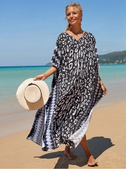 Vibrant Abstract Kaftan for Women | Printed Beach Cover Up