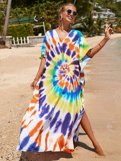 Vibrant Abstract Kaftan for Women | Printed Beach Cover Up