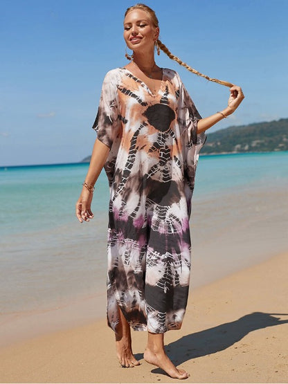 Vibrant Abstract Kaftan for Women | Printed Beach Cover Up