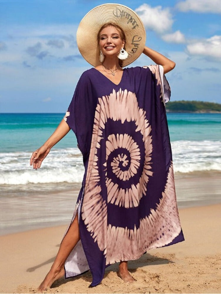 Vibrant Abstract Kaftan for Women | Printed Beach Cover Up