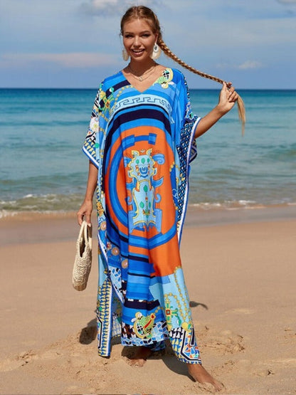 Vibrant Abstract Kaftan for Women | Printed Beach Cover Up