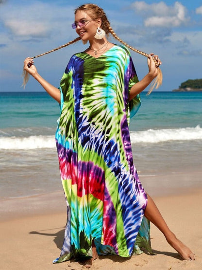 Vibrant Abstract Kaftan for Women | Printed Beach Cover Up