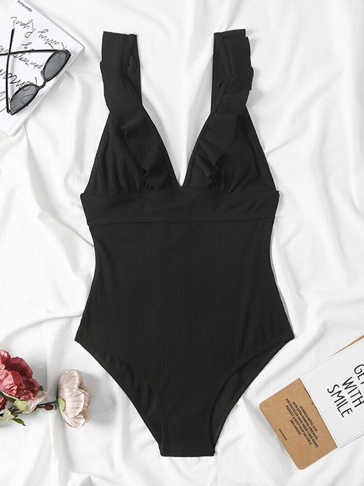 The Ruffle Shoulder One Piece Swimsuit