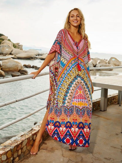 Vibrant Tribal Print Kaftan