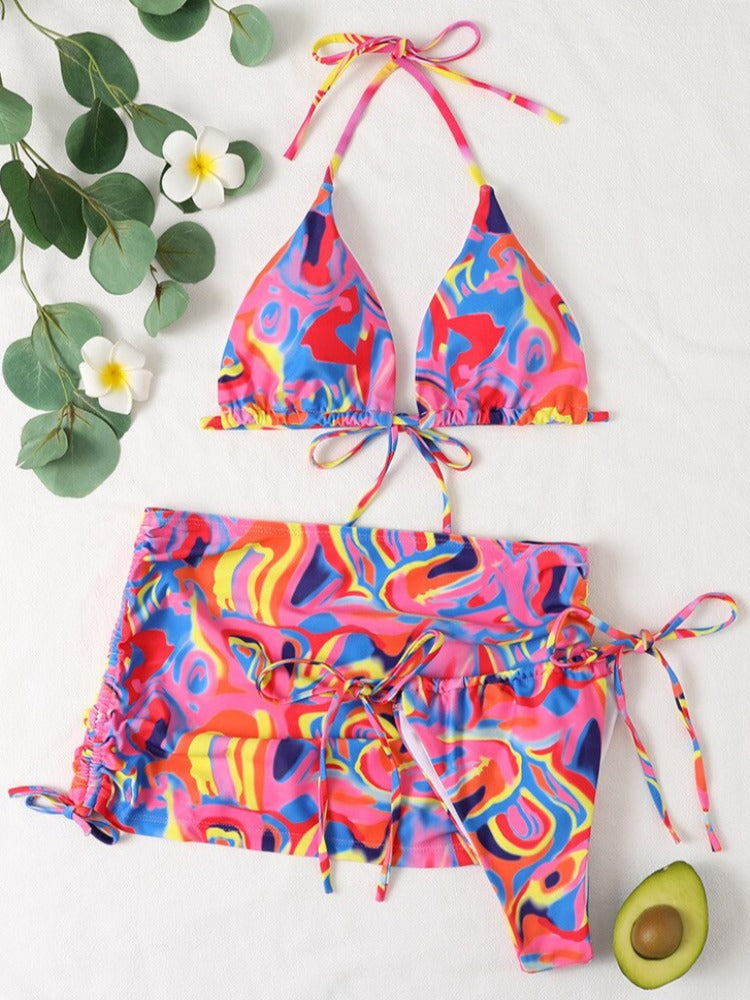 The Brew Printed Three Piece Bikini