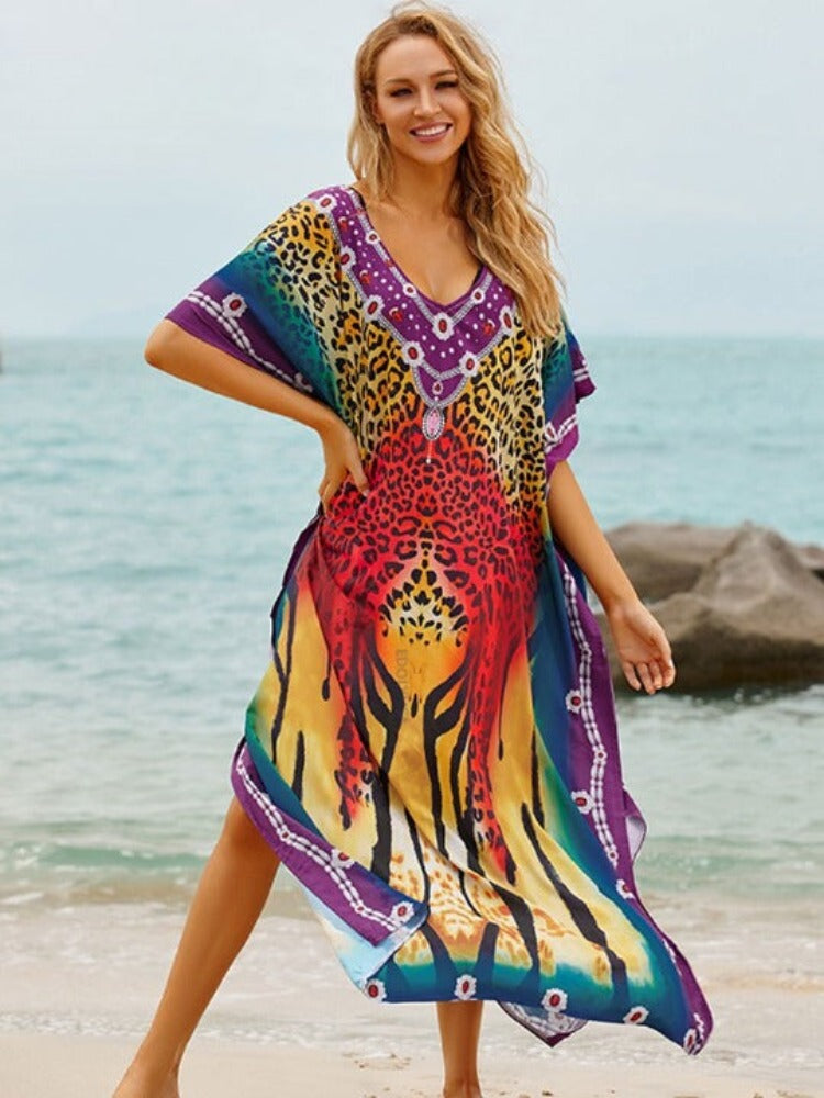 Vibrant Tribal Print Kaftan