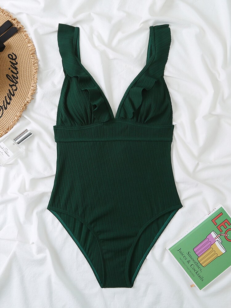 The Ruffle Shoulder One Piece Swimsuit