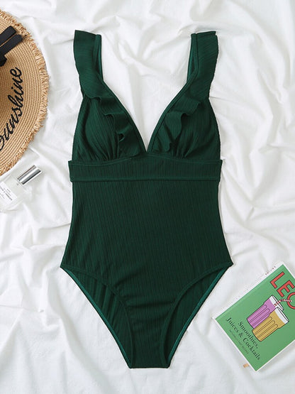 The Ruffle Shoulder One Piece Swimsuit