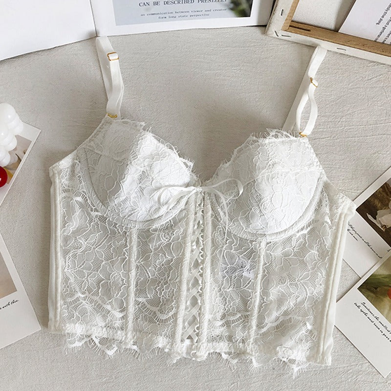 Embroidered Lace Gathered Lingerie For Women