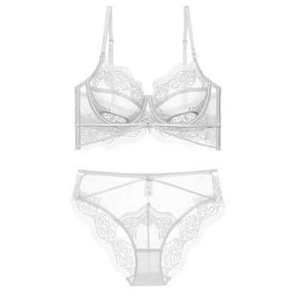 Hollow Out Lace Push Up Brassiere And Panty Set