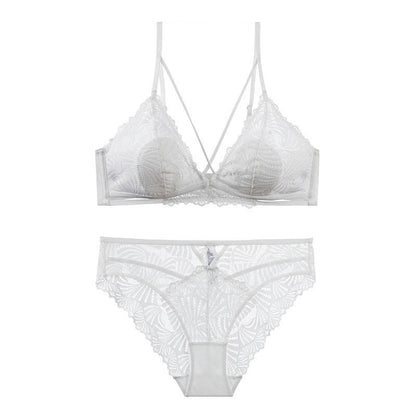 Fancy Embroidery Wire-Free Bralette And Panty Set