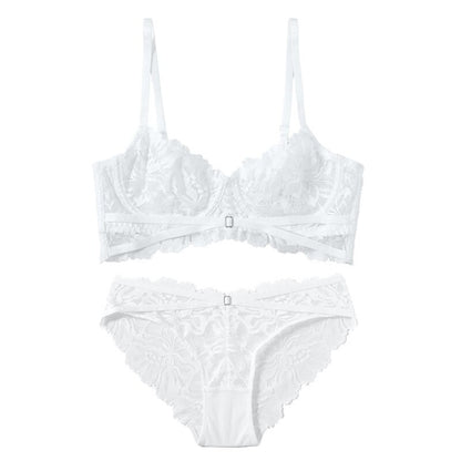 Lace Embroidery Push Up Brassiere And Underwear Set