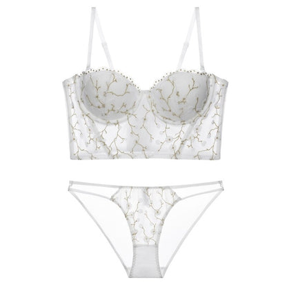 Lace Embroidery Push Up Bras And Panty