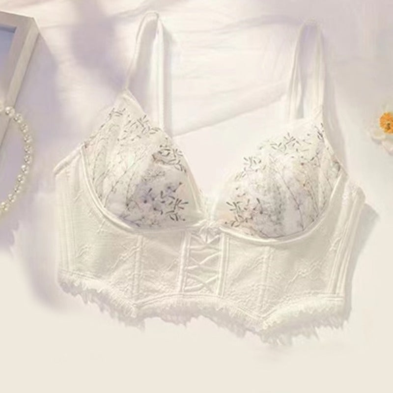 French Lace Embroidery Transparent Lingerie Set